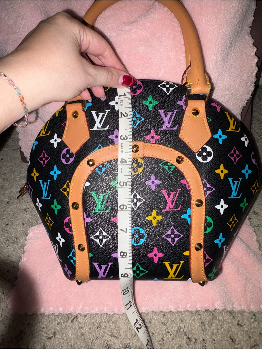Multicolor Monogram Leather Satchel - Designer Style - Picture 7 of 10